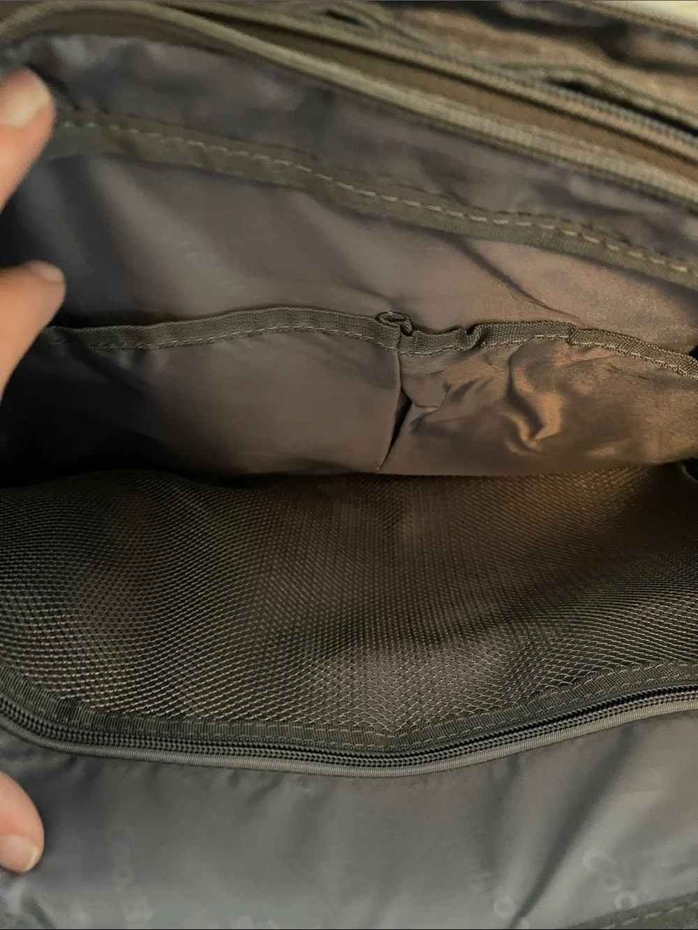 Gray Laptop Briefcase Backpack with Brown Trim